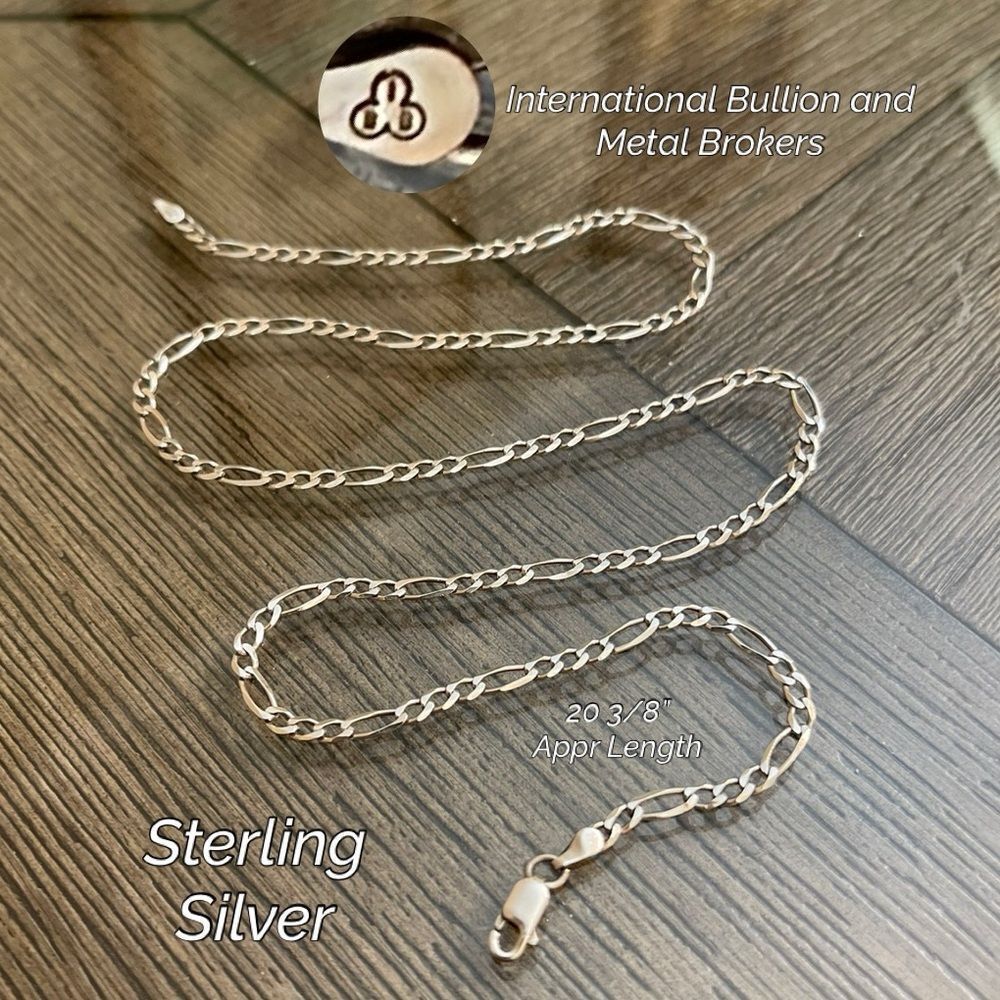 Vintage Sterling Silver Figaro Chain Marked IBB & P. Lux